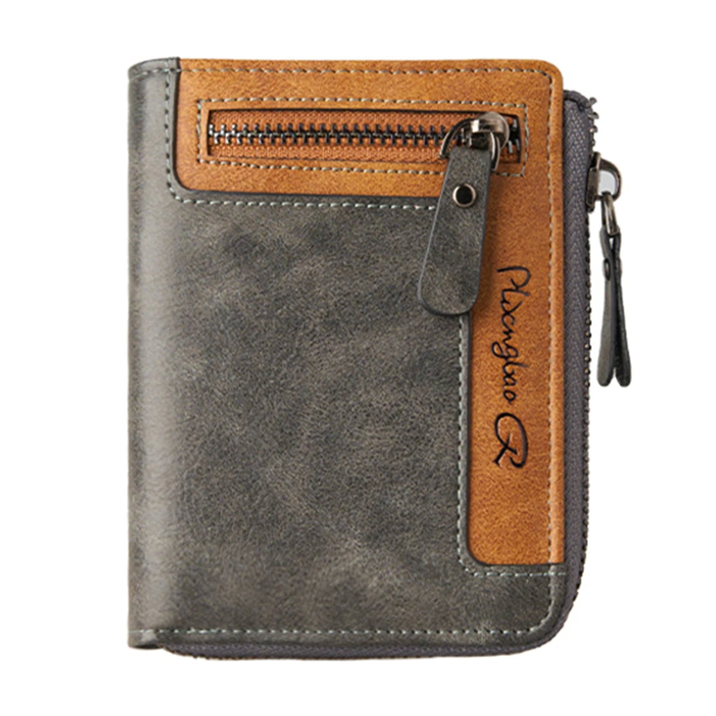 Trendy Wallet Men's PU Leather Male Short Zipper Simple Card Holder Soft Leather Money Clip Retro Coin Purse Gifts for Students