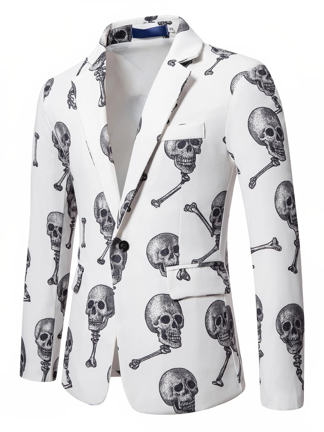Skull Printed Mens Suit Pant Sets Trajes De Hombre Modernos Halloween Costumes Luxury Designer Nightclub Party Blazer Trousers