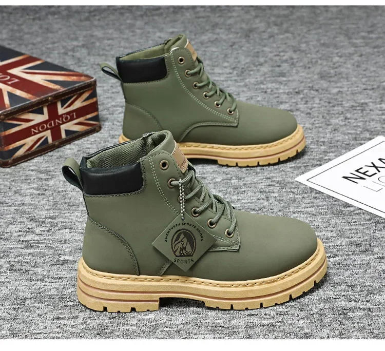 Men's Footwear Resistant Waterproof High-top Motorcycle Boots Soft Bottom Work Clothes Anti-slip Yellow Boots Men Cowboy Boots