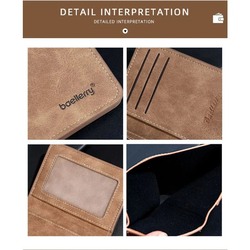 New Baellerry Wallet for Men PU Leather Front Pocket Minimalist Money ClipTravel Essentials Black blue brown gray four colors