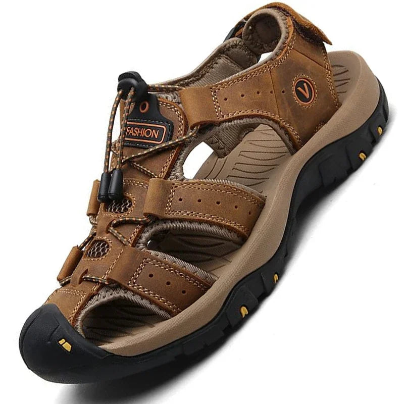 2025 Genuine Leather Men Shoes Summer New Large Size Men's Sandals Men Sandals Fashion Sandals Slippers Big Size 38-47