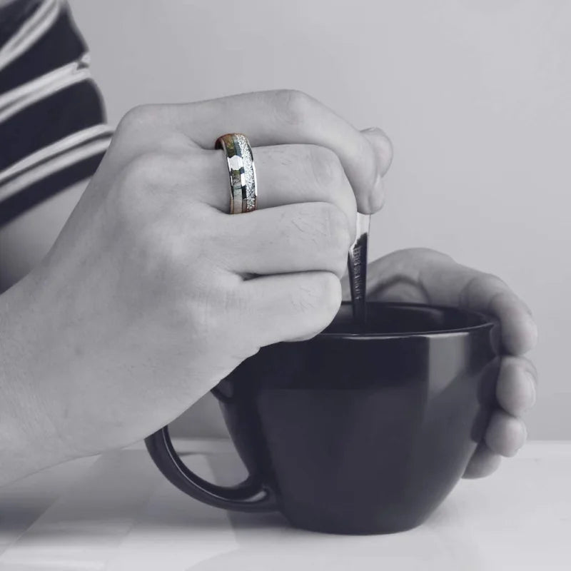 Fashion Viking Tree Of Life Stainless Steel Abalone Shell Rings For Men Odin Norse Viking Rune Rings Retro Amulet Jewelry Gift
