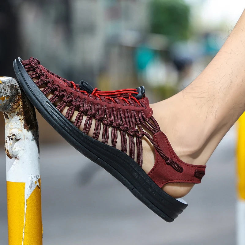 Men's braided casual outdoor sandals oversized sandals summer breathable oversized traceable shoes Roman sandals design Logo