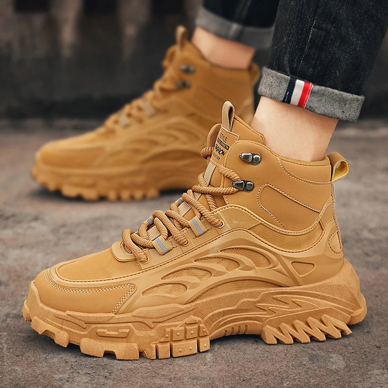Men's Boots Outdoor Waterproof Men Ankle Boots Men Platform Work Safty Shoes for Men Casual Hiking Shoes Breathable Men Sneakers