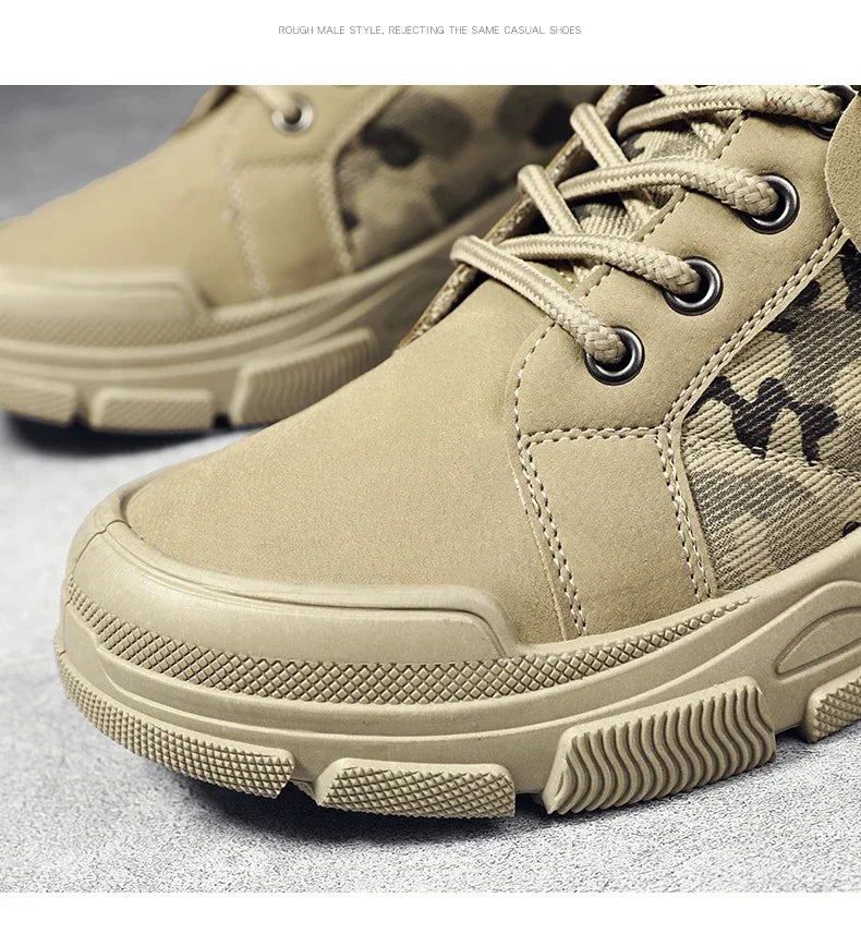 Military Boots for Men Autumn High Top Camouflage Desert Casual Flats Mens Boot Breathable Non Slip Work Shoes Zapatillas Hombre