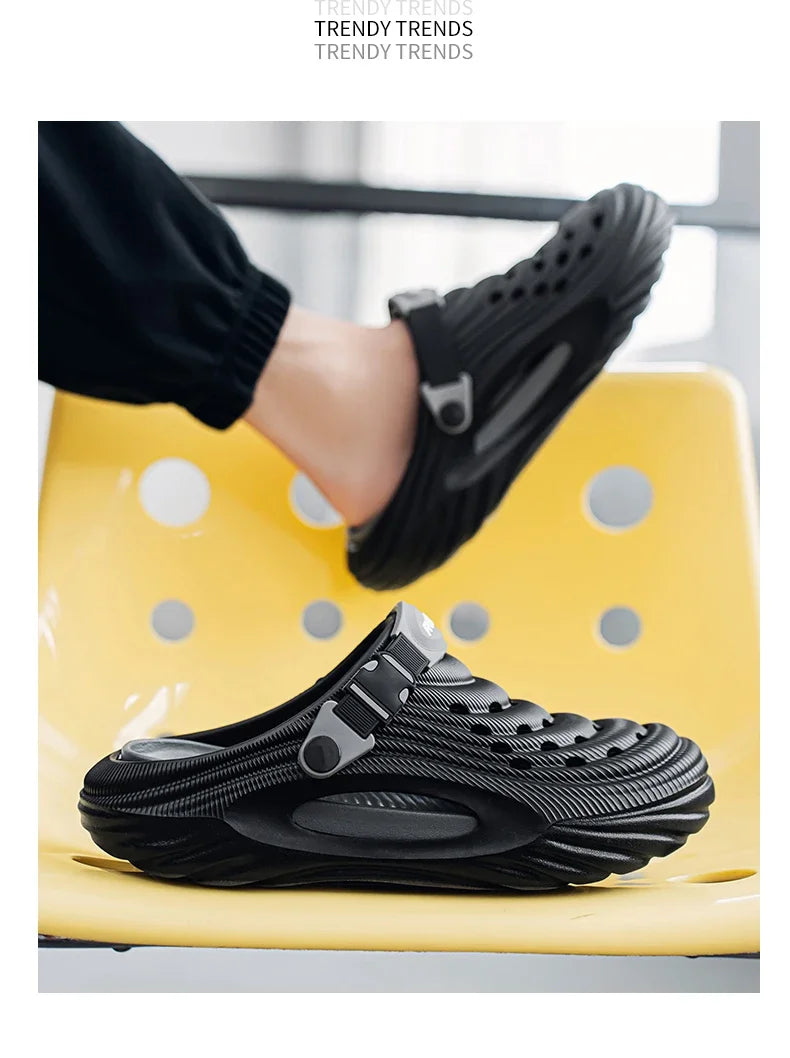 Summer Slippers for Men Driving Dual-Purpose Operating Room Baotou Clogs Soft Sole Outer Wear Home Casual Coconut Sandals