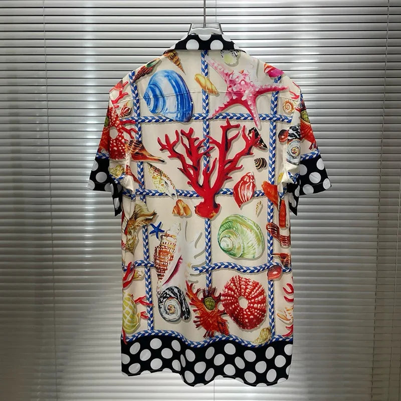 Loose Short Sleeve Shirts for Men Summer Designer Clothes Casual Social Paisley Colorful Digital Printed Shirt Camisas De Hombre