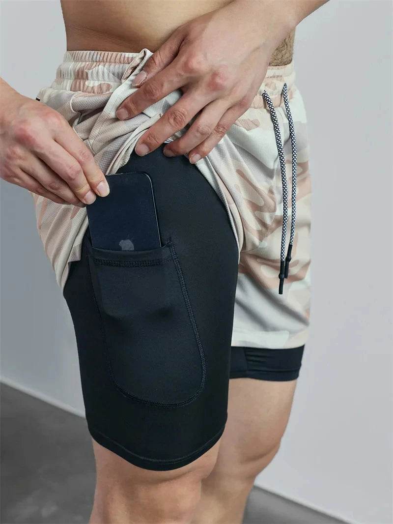 Men's Multi Pocket Shorts Fitness Shorts Casual Beach Sports Lined Skinny Shorts Everyday Style Mesh Camouflage Running Shorts