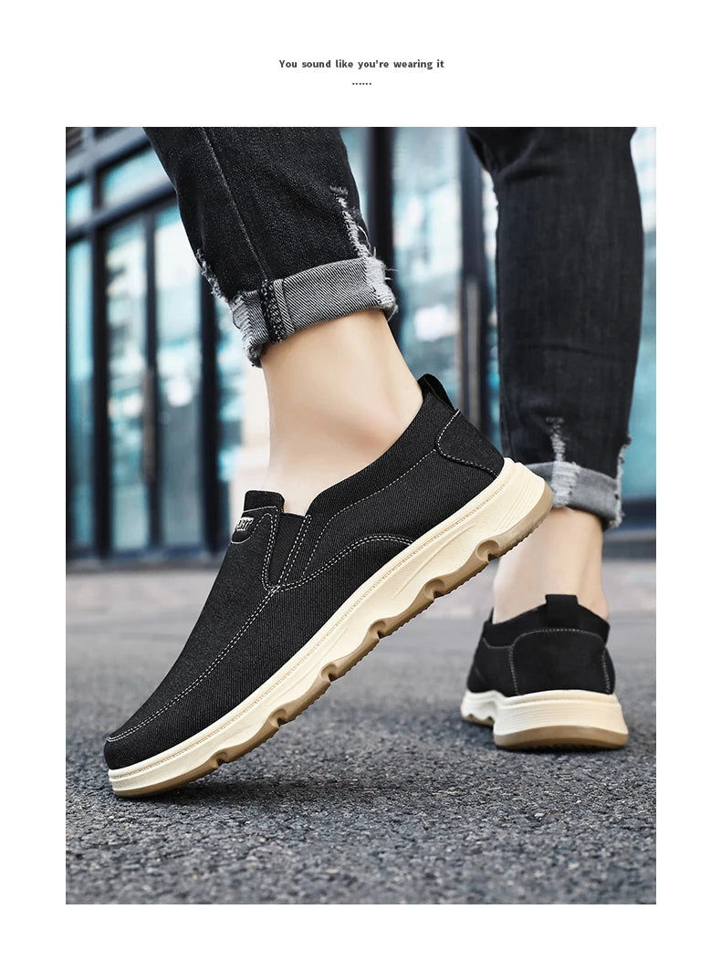 Men's walking sneakers 2025 Spring casual canvas shoes, low-top comfortable and breathable vulcanized shoes