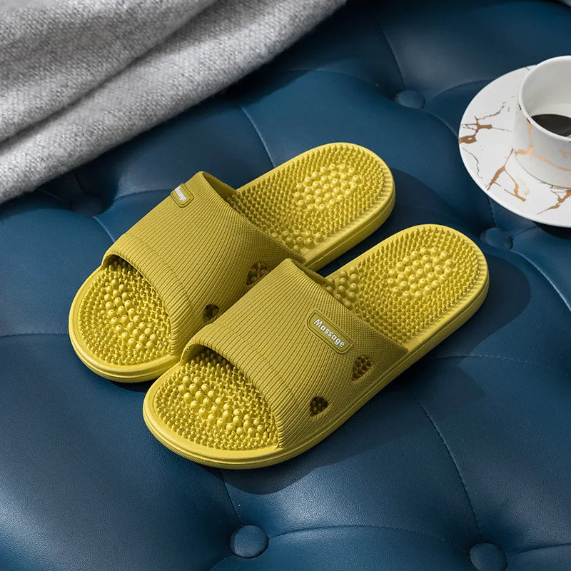 Women Men Foot Massage Slippers Indoor Bathroom Non-slip Soft Slides Comfort Flats Couples Home Relief Feet Health Care Shoes