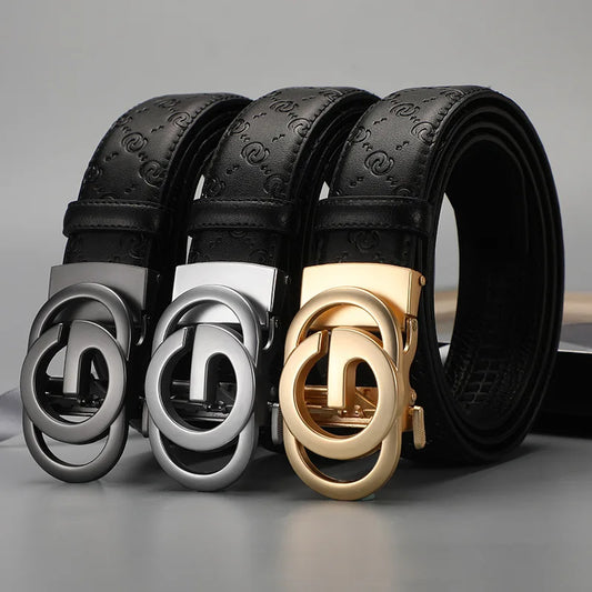 Luxury Belts for Men Cow Genuine Leather Male Belt Strap Automatic Buckle Newest Fashion Designer Brands Men Belt