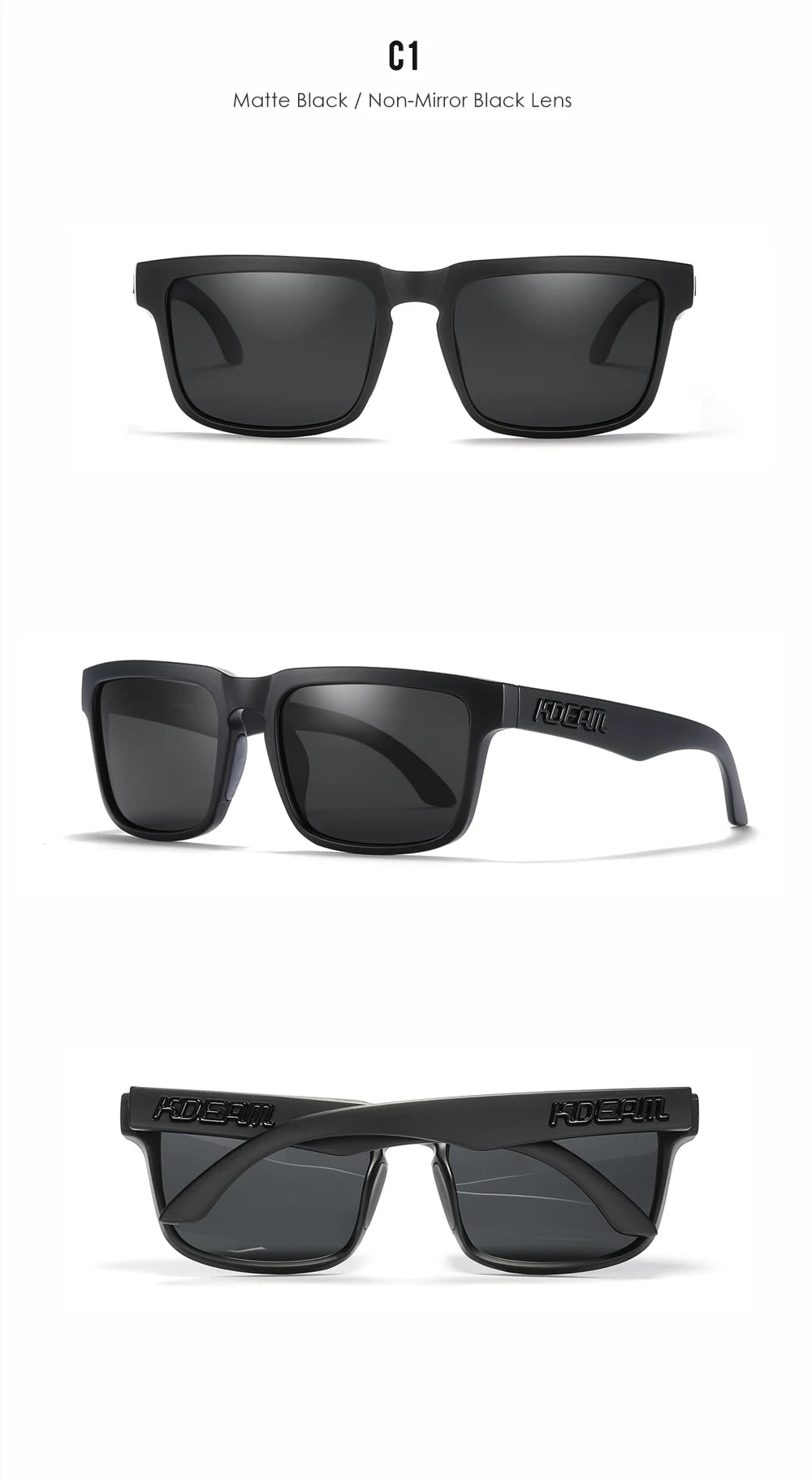 KDEAM Fishing Men's Sunglasses Polarized Classic Square Shades Unisex Size With Packaging
