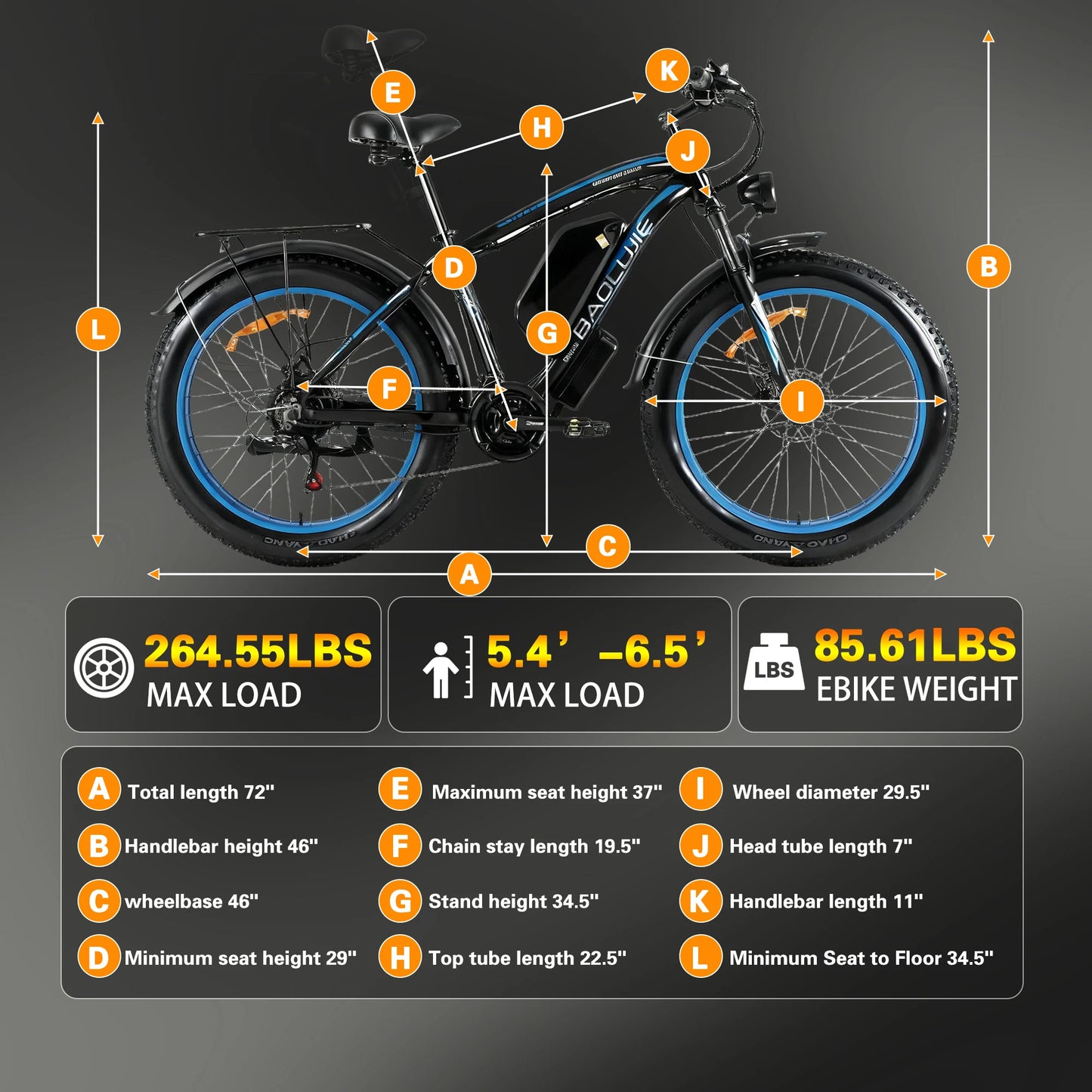 BAOLUJIE Adult E-bike Peak 3000W 48V23Ah Battery Commute Electric Bike,26-inch Tire City Ebike,38MPH Dual motor Electric Bicycle