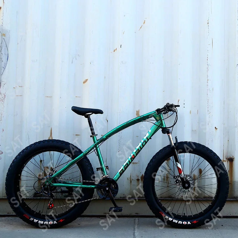 AAFor Leopard 26 Inch 7 Gear Shock Big Tyre Double Disc Brake Snowmobiles Mountain Bike Fat Tyres Beach Bicycle