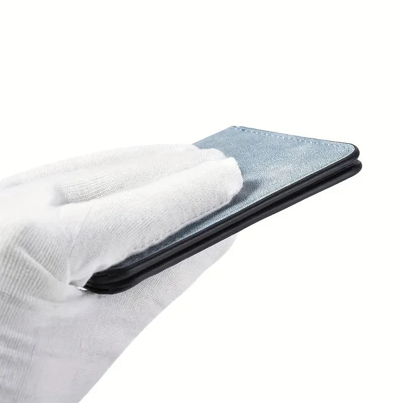 Men's Slim Wallet with Multiple Card Slots & ID Holder - Stylish Black Faux Leather, Portable Design