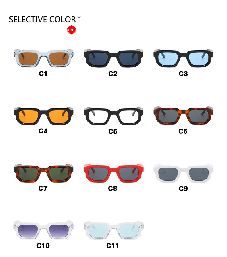 Men Vintage Rectangle Frame Sunglasses Fashion Retro Sun Glasses Luxury Brand Design UV400 Shades Eyewear Women Goggles