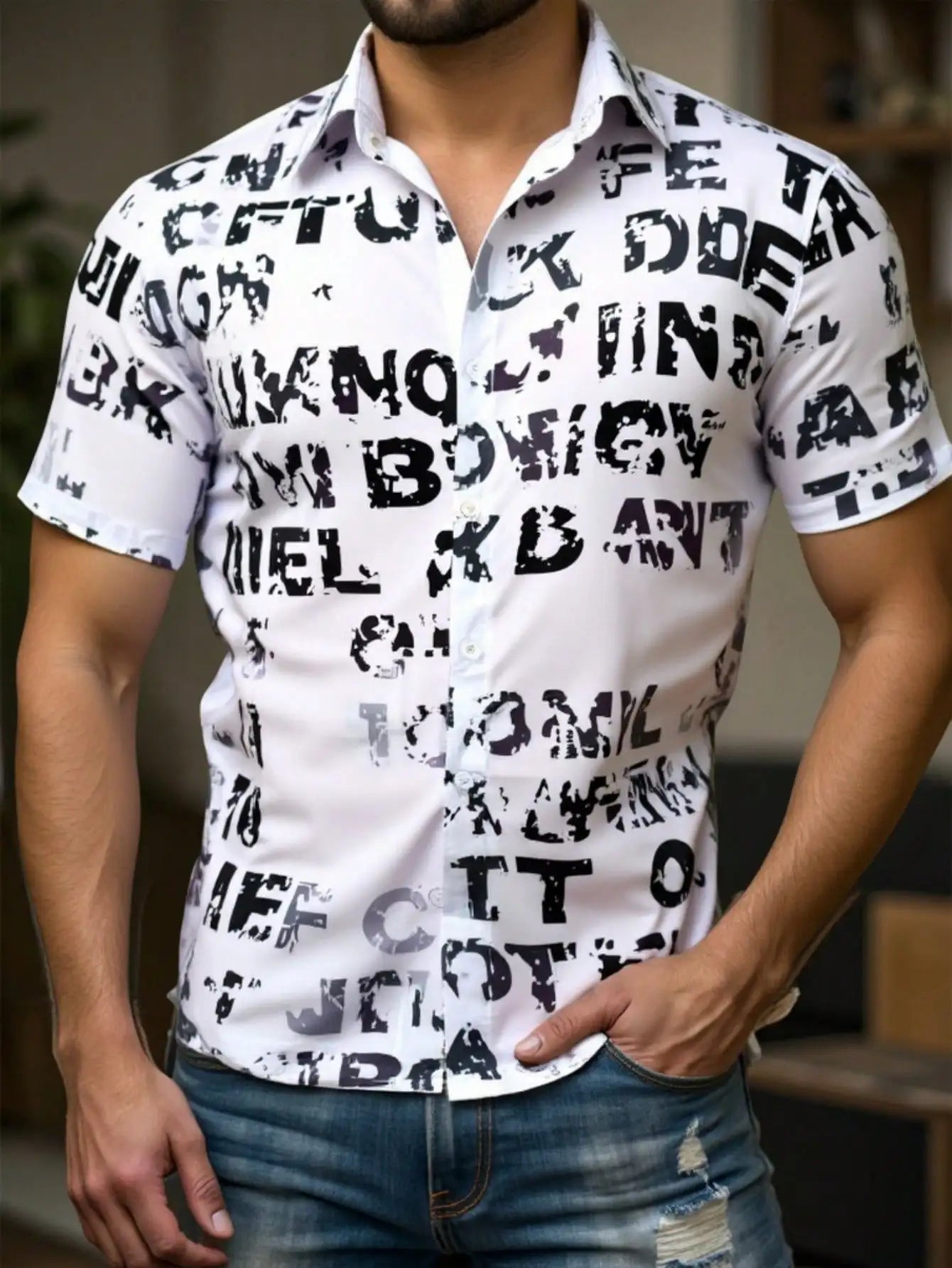 Hawaiian Shirt For Men Vacation Daily Slim Fit Tops Gym Elegant Flower Pattern Leaves Social Casual Fashion Camisa Y2k Clothing