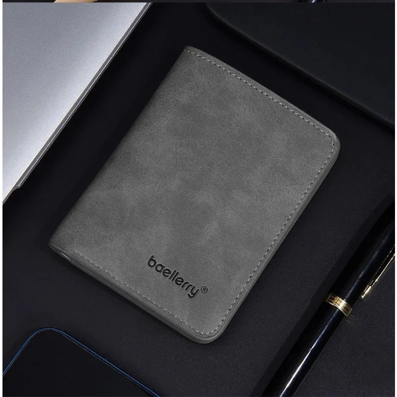 New Baellerry Wallet for Men PU Leather Front Pocket Minimalist Money ClipTravel Essentials Black blue brown gray four colors