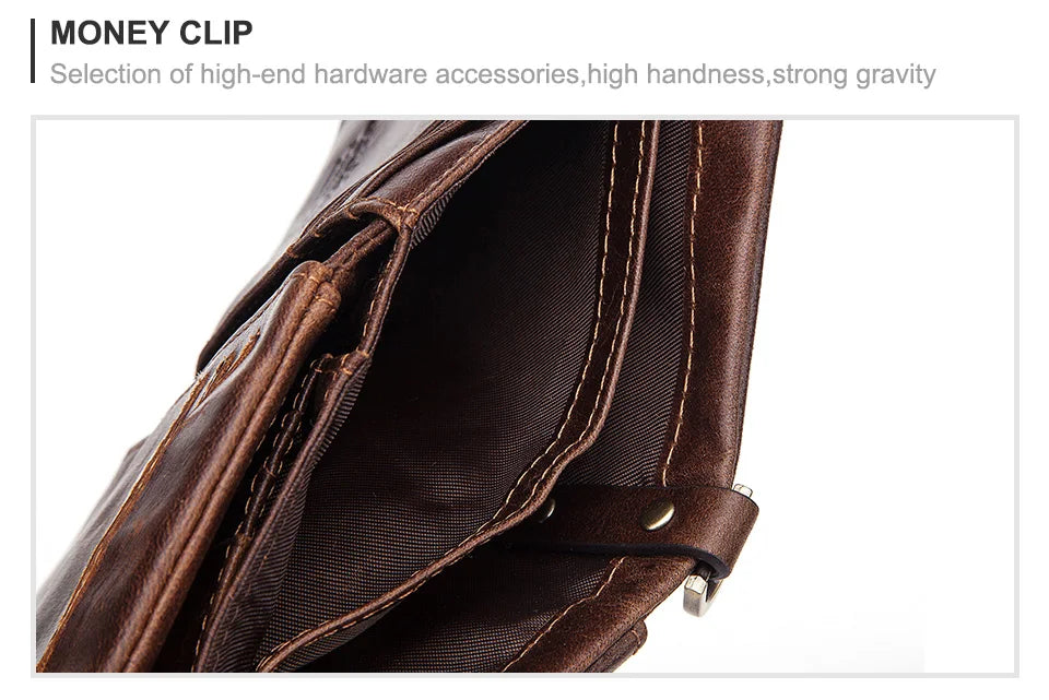 LAREET Fashion Genuine Leather Wallet With Cowhide For Men Money Card Holder Purse RFID Short Double Zipper Coin Pocket Bifold