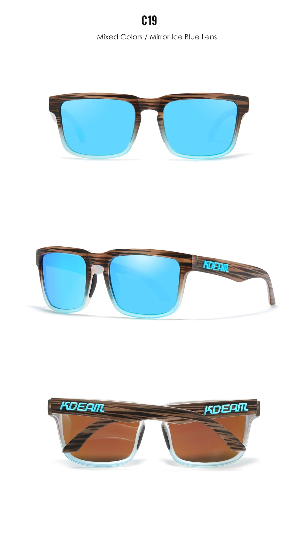 KDEAM Fishing Men's Sunglasses Polarized Classic Square Shades Unisex Size With Packaging
