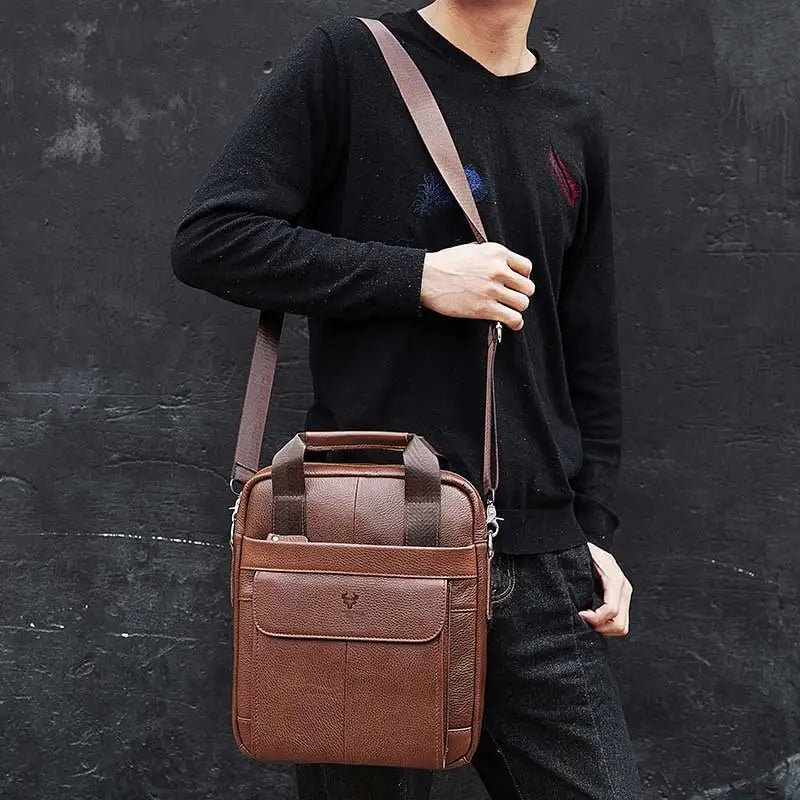 Durable Genuine Leather Bags for Men High Quality Business Crossbody Sling Bag for Work Outdoor Travel Male Messenger Packs