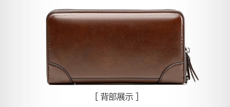 High Quality Pu Leather Wallet Men's Long Zipper Wallet for Men RFID Blocking Business Clutch Bag Credit Card Holder Man Purse