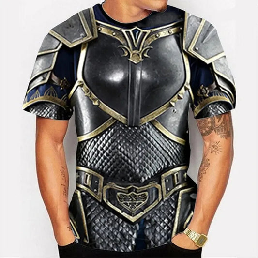 Mens T-Shirts For Men Clothing Oversized Tees Unisex Armor Graphic 3D Print Summer Casual Short Sleeve Armour Tops
