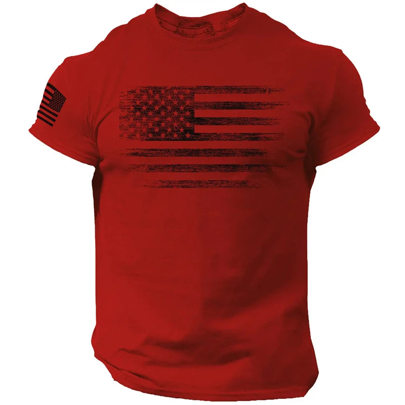 Gym Men's T Shirt For Men 3d Print USA Flag T-shirts Casual Oversized Short-sleeved Tees Summer Sportswear Tops Men Clothing
