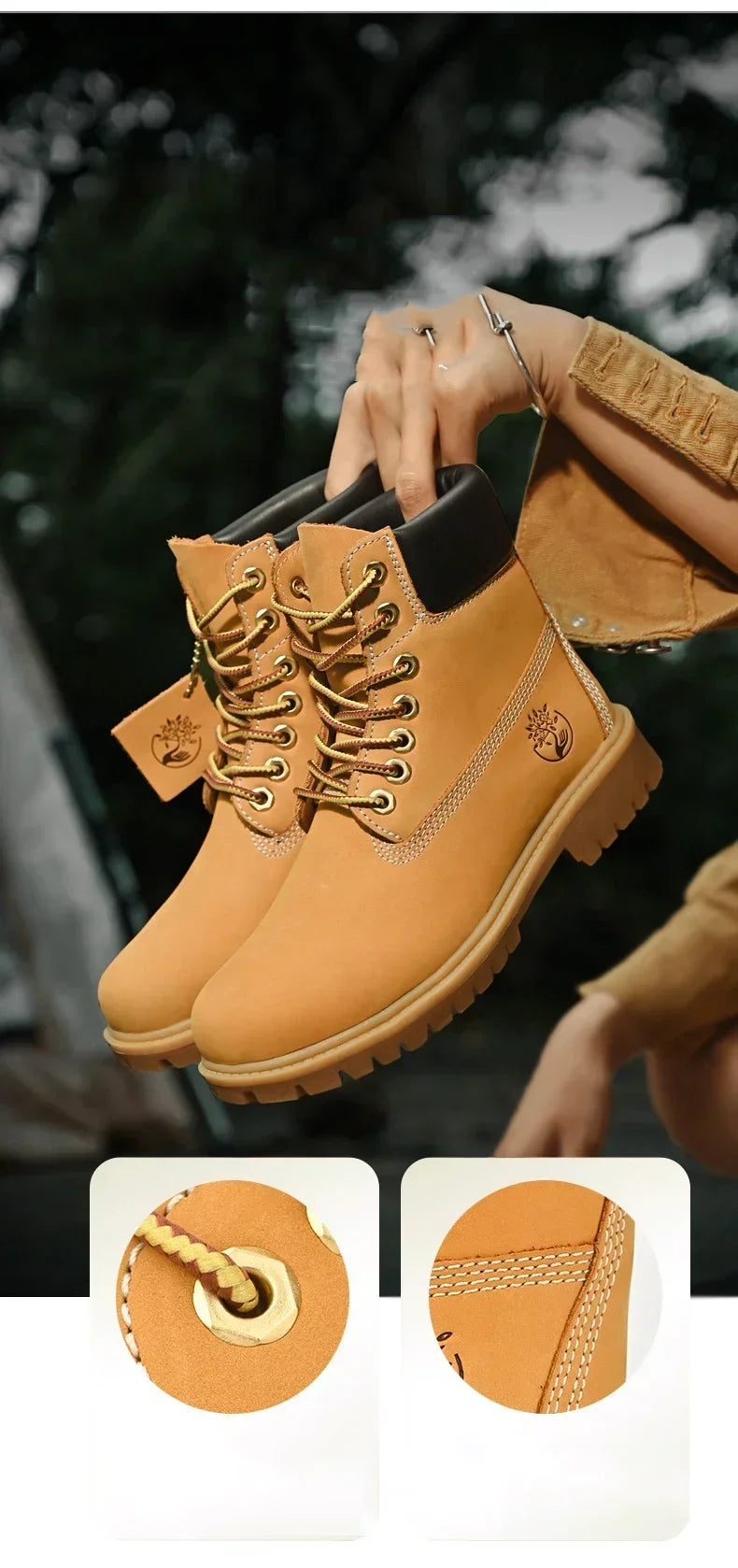 Men Boots High Top Boots Men's Leather Shoes Winter Fashion Plush Warm Shoes Outdoor Sneakers Lace Up Non-Slip Ankle Boots Male