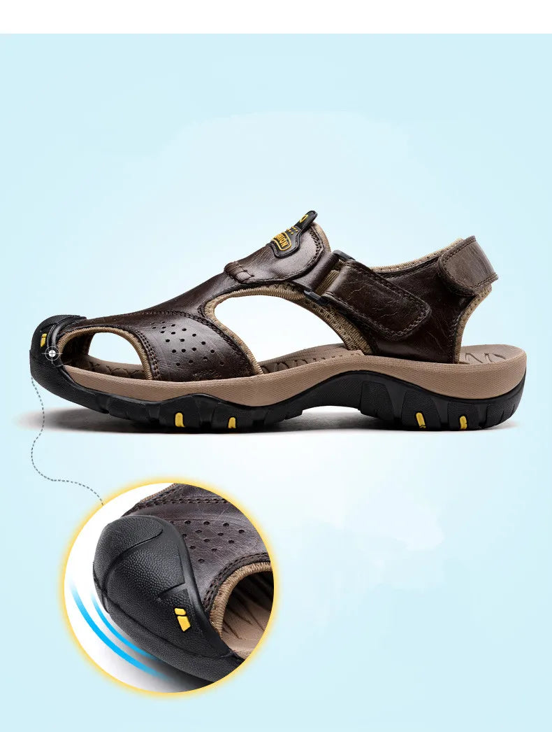 2025 Genuine Leather Men Shoes Summer New Large Size Men's Sandals Men Sandals Fashion Sandals Slippers Big Size 38-47