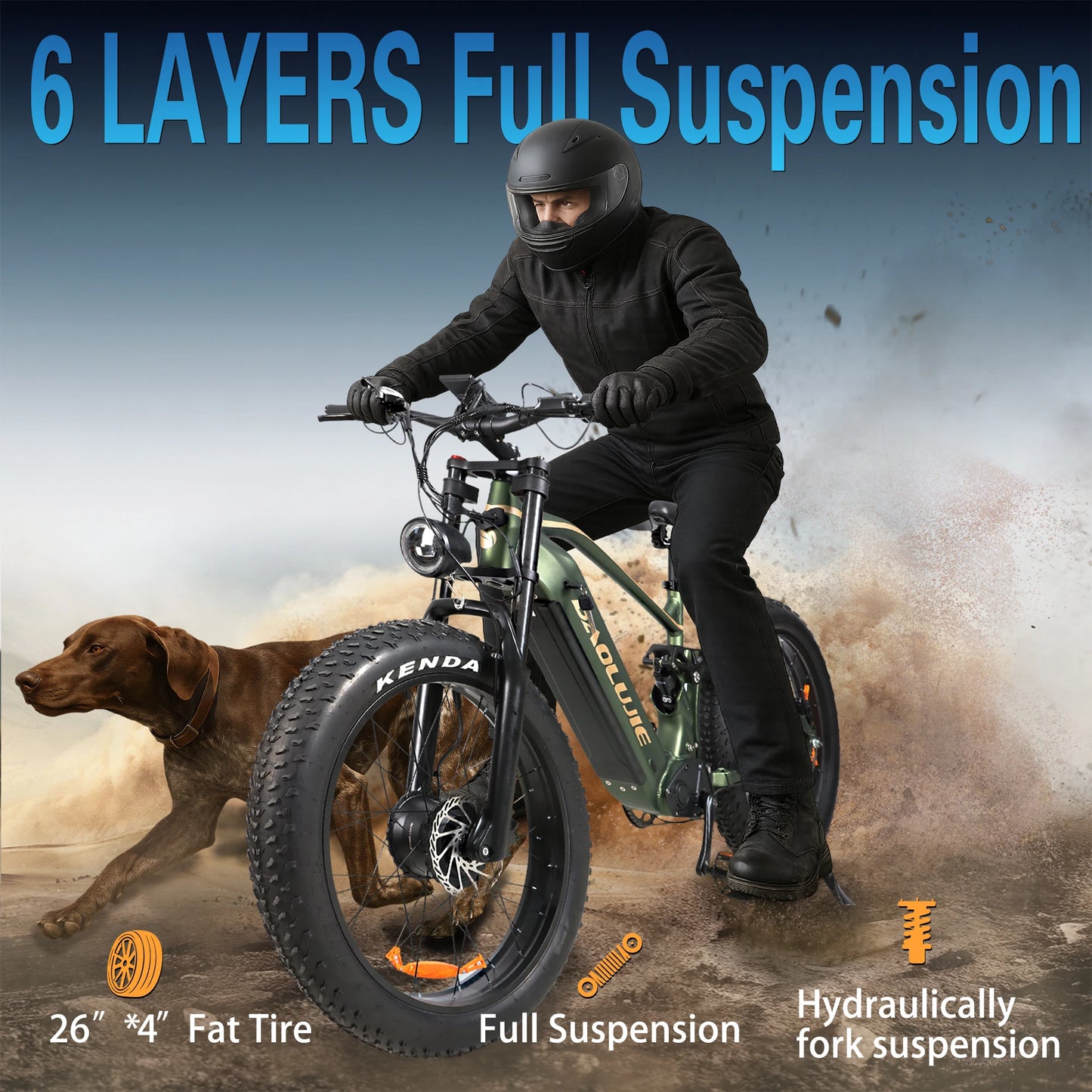 BAOLUJIE P2 Adults Electric Bike 5000W Peak Dual Motors  52V23AH Battery Up to 36 mph Electric Bicycle Dual Shock Absorber Ebike