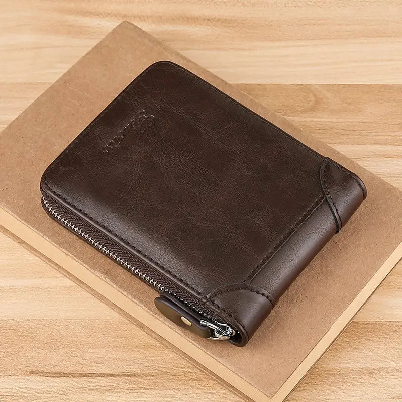 Men's Leather Wallet Casual Zipper Wallets Card Holder Male Synthetic PU Purse Coin Purse Personalized Wallet Men Leather