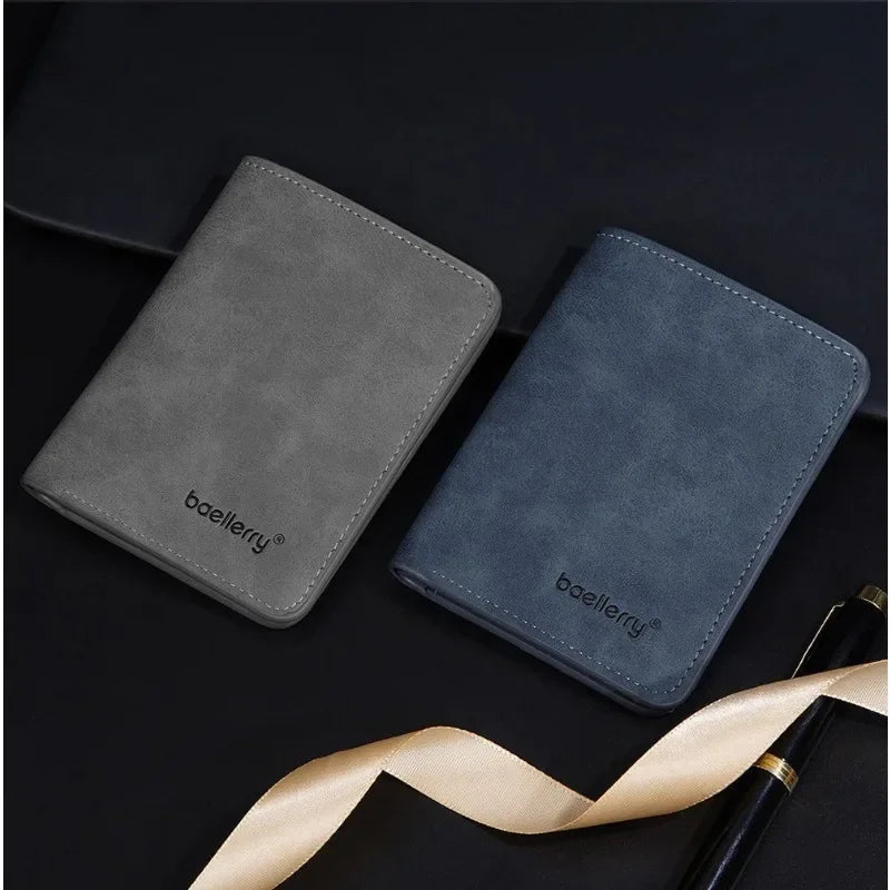 New Baellerry Wallet for Men PU Leather Front Pocket Minimalist Money ClipTravel Essentials Black blue brown gray four colors