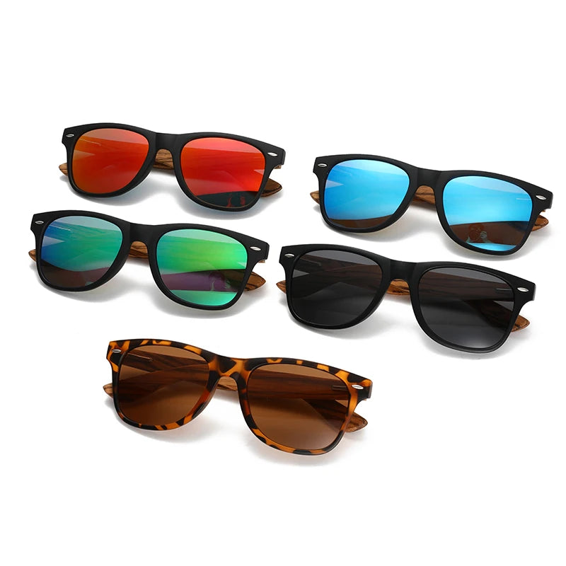 JUNCTURE Fashion Bamboo Wood Vintage Square Sunglasses Men Women Luxury Brand Designer Sun Glasses Wooden Driving UV400 Eyewear