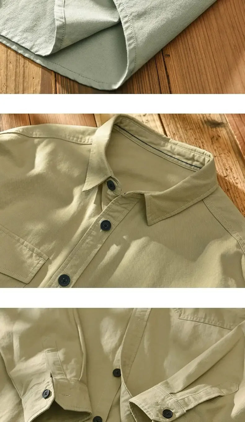 Brand Long-sleeved Shirts for Men in Spring and Autumn Hong Kong Style Casual Jackets Light and Mature Style Loose and Versatile