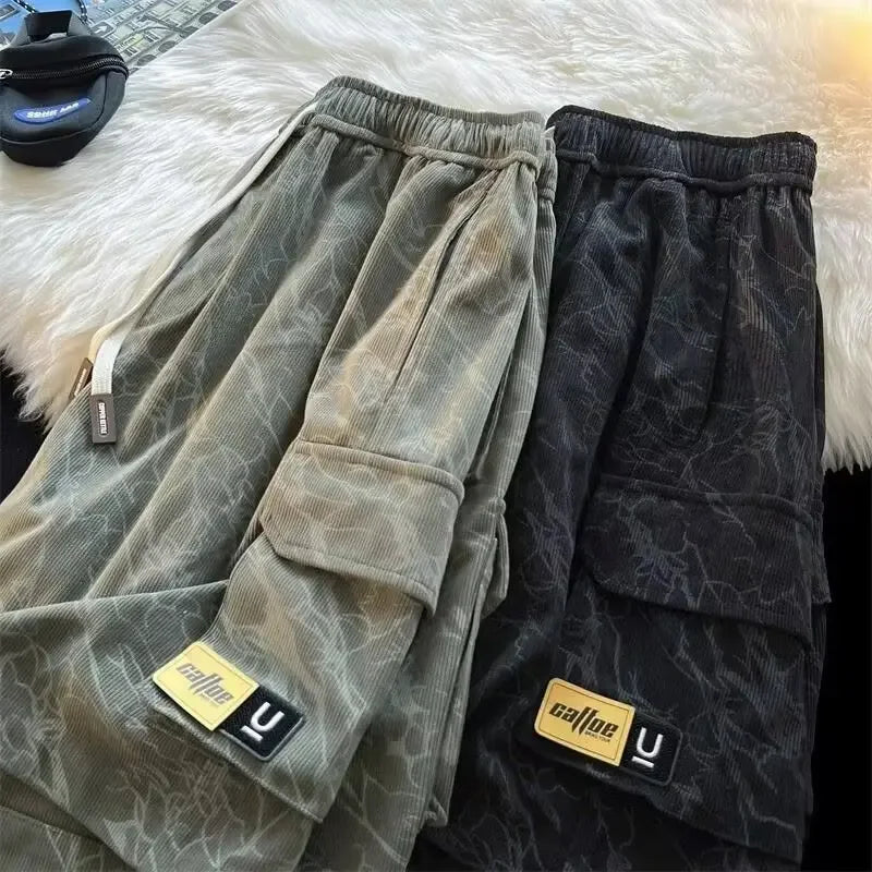 Working Shorts Men's 2025 New Summer Trendy American Functional Pants Loose Straight Five-point Pants Short Shorts for Man Jeans
