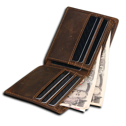 Genuine Leather Man Wallet RFID Blocking Slim Monederos Male Thin Purse High Quality Cowhide Card Wallet For Men Male