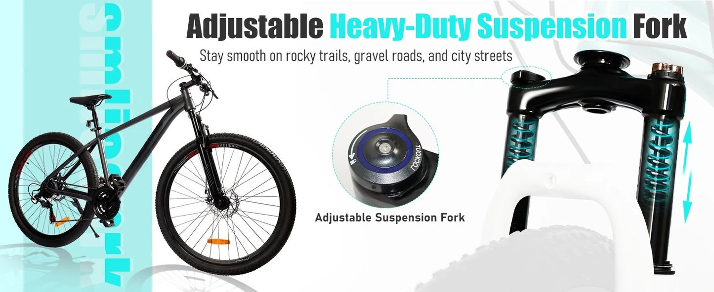 Mountain Bike 27.5" Sizes, 21-Speed Twist Shifting, Disc Brakes, Adult Bicycle with Suspension Fork,Ideal for Adventurers