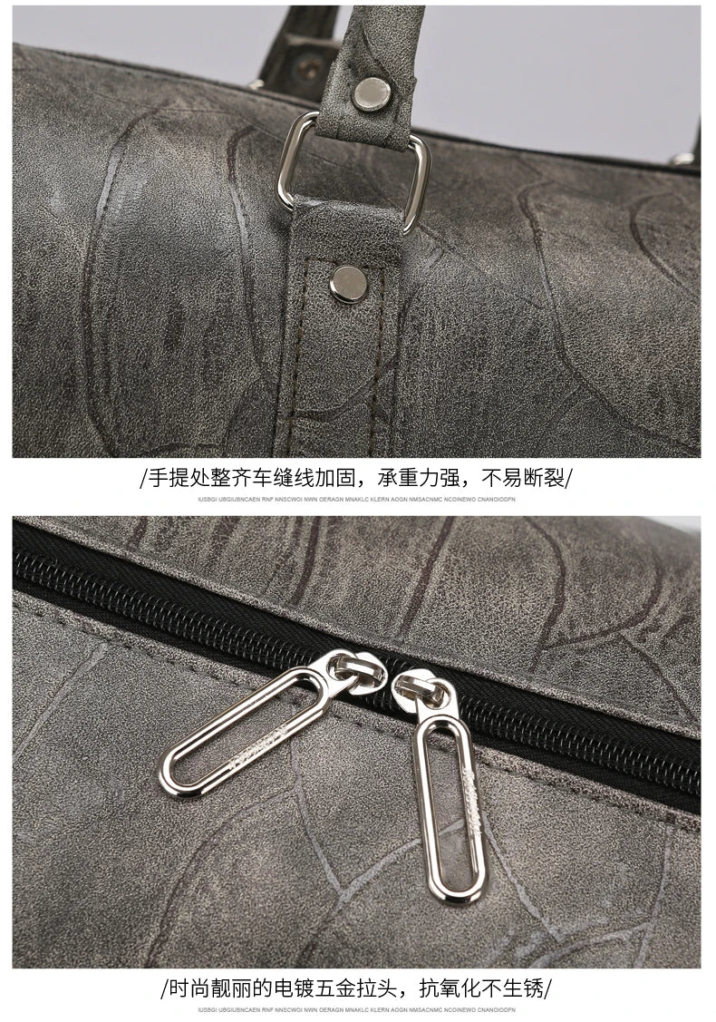 Soft Leather Travel Bag Large Capacity Fashion Weekend Bag Handle Bag Lightweight Sports Gym Bag With Separate Shoe Compartment