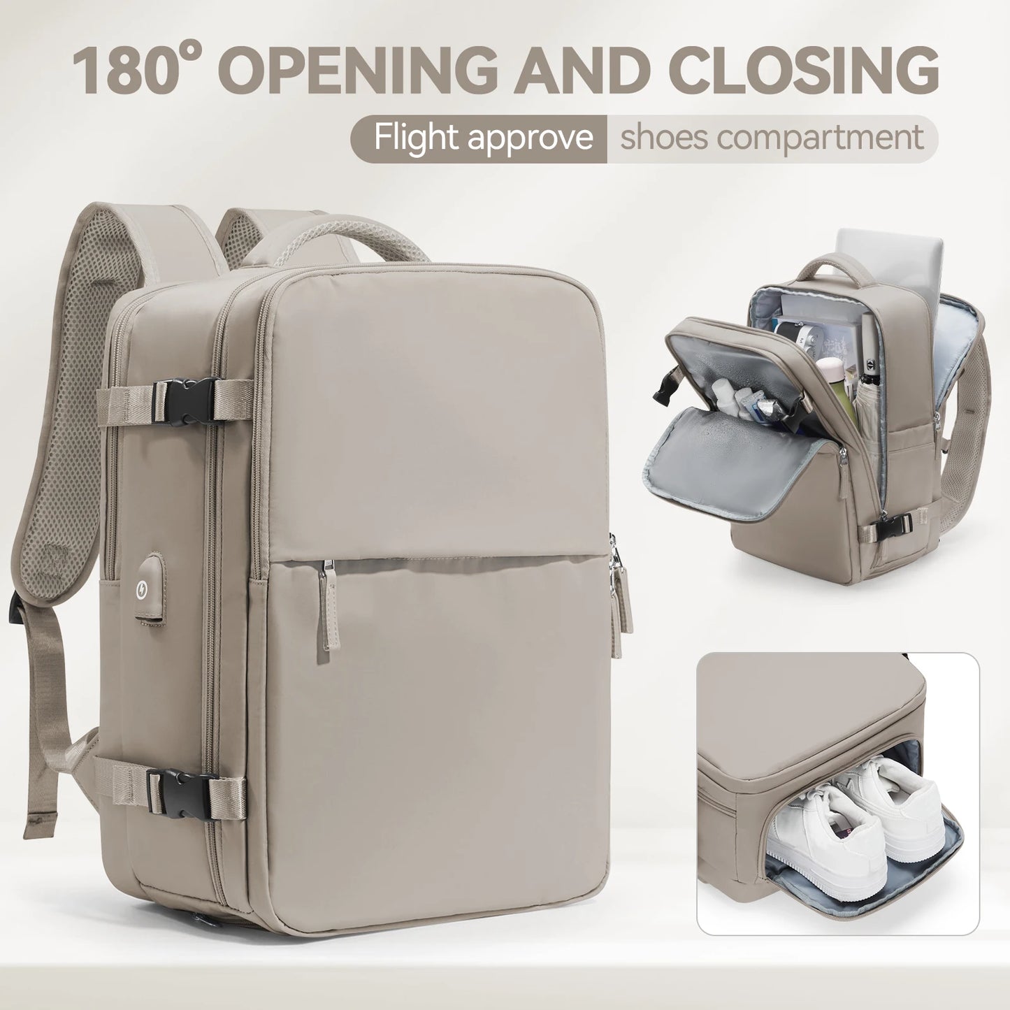 Travel Backpack for Men Women, 40L Flight Approved Carry on Hand Luggage, Anti-Theft Business Laptop Large Daypack Weekender Bag