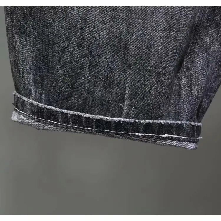 Men's Summer Fashion Hole Ripped Jeans Shorts Capris Casual Gray Beggar Denim Shorts