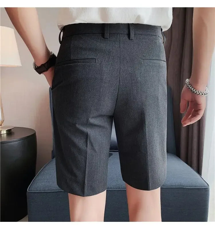 Suit Shorts Summer Men's Pants Straight-leg Casual Handsome Small Trousers Versatile Five-quarter Pants Loose Causal Chic Pants