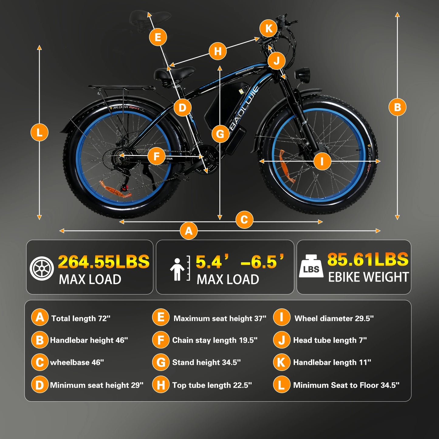 BAOLUJIE Peak 3000W/5000W Dual Motor Electric Bicycle  E-Bike for Adults，Electric Motorcycle 48V/52V Battery，Max Speed 38 MPH