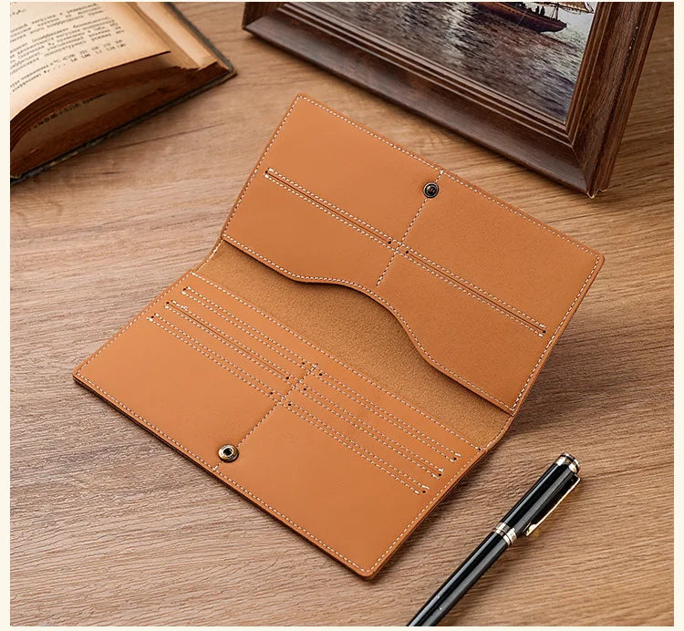 Men's Women's Genuine Leather wallets High-Quality Multi-Card Slot Business Comfortable Clutch Long European and American Wallet