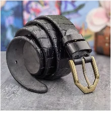 Brass Cowboy Belt Buckle Luxury Men Leather Belt Ceinture Homme Yellow Belts For Men Wide Male Strap Jeans Waist MBT0537