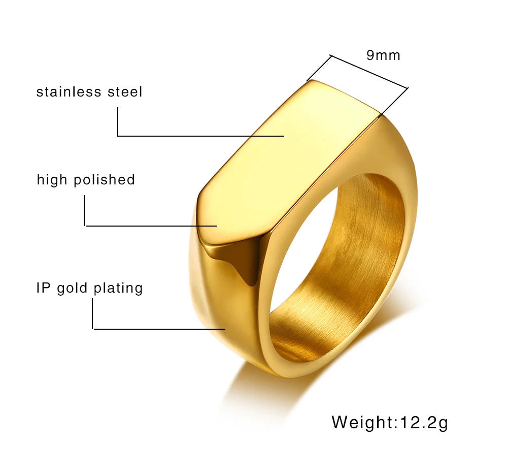 Geometric Arrow Square Men Ring,Punk Stainless Steel Signet Ring Stamp Ring Thumb Ring,Minimalist Jewelry Gifts