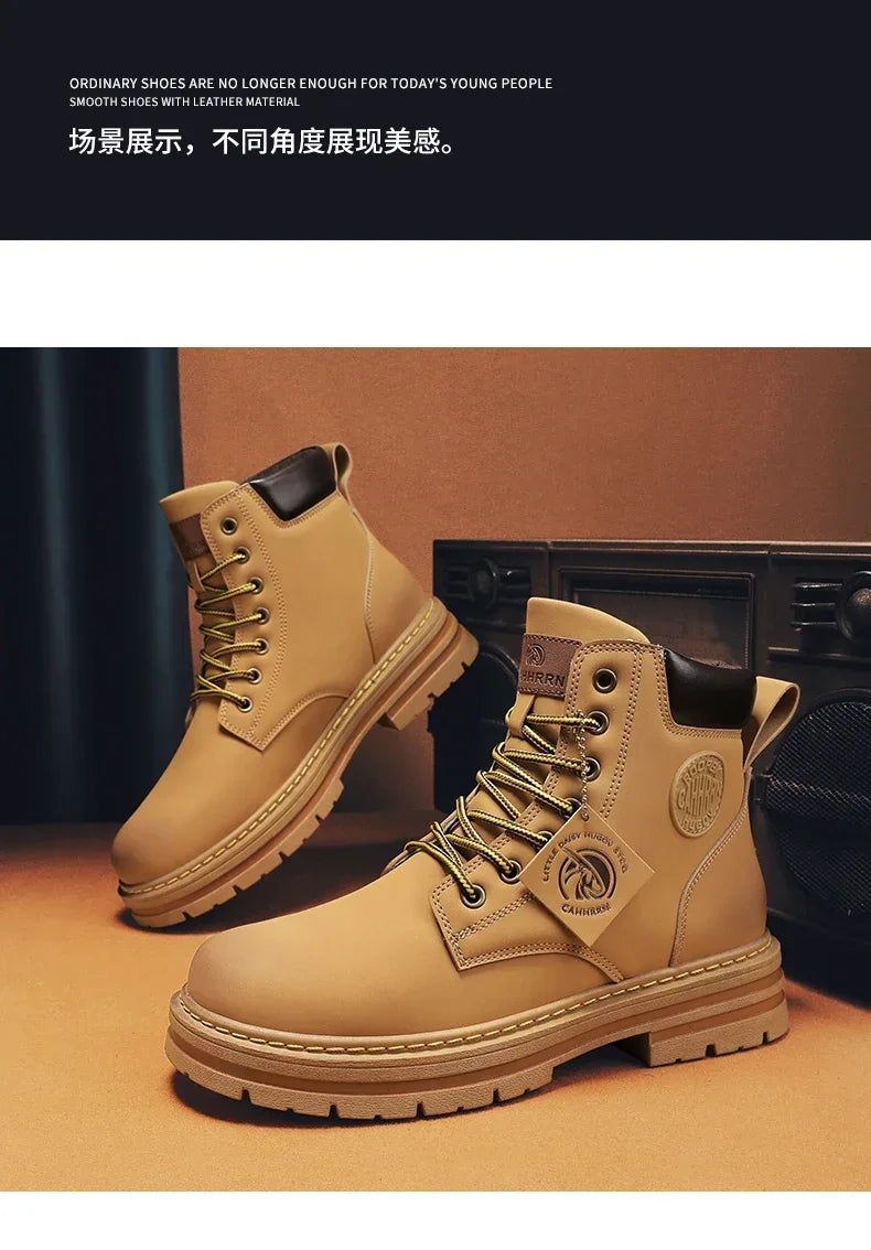 2024 New Men Boots Fashion Motorcycle Ankle Boots for Waterproof Hiking Boot Winter Chelsea Retro Boots Comfy