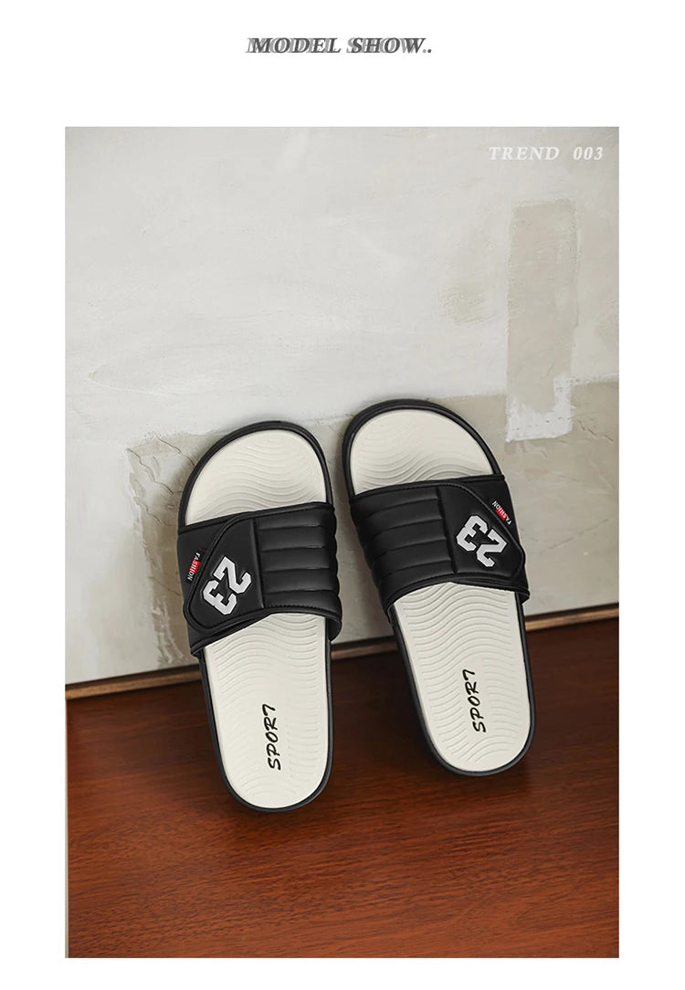Men's fashion slippers comfortable flat home bathroom slippers soft-soled outdoor beach shoes plus size slippers men 39-47