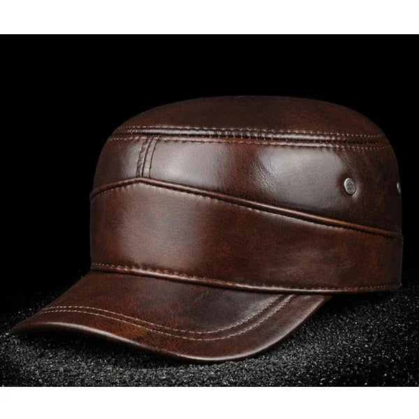 2025 New Men Spring/Winter Real Leather Black/Brown Flat Baseball Caps Male 54-62 cm Customized Size Outdoor Snapback Golf Hat