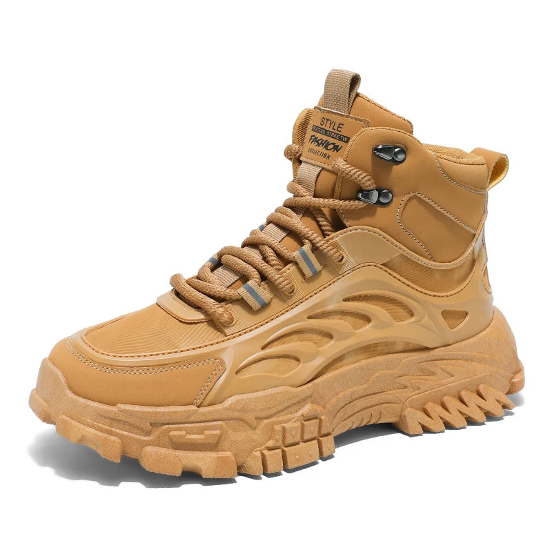 Men's Boots Outdoor Waterproof Men Ankle Boots Men Platform Work Safty Shoes for Men Casual Hiking Shoes Breathable Men Sneakers